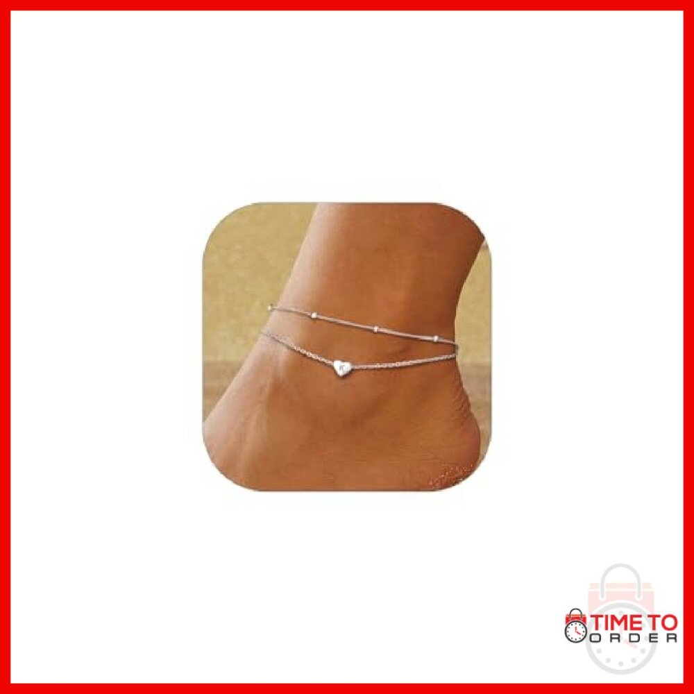 925 Sterling Silver Initial Anklet Adjustable 8.5… - image 2